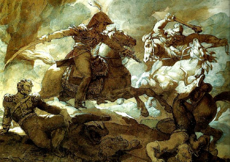 charles emile callande combat de cavaliers France oil painting art